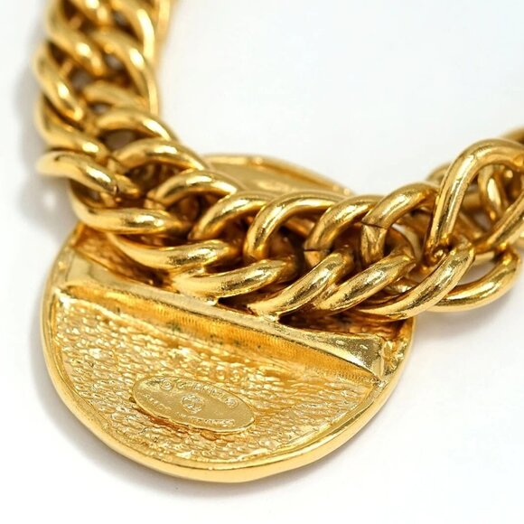 CHANEL 31 RUE CAMBON PARIS Coin Choker Necklace 16" Gold Tone #26244 - Picture 10 of 16